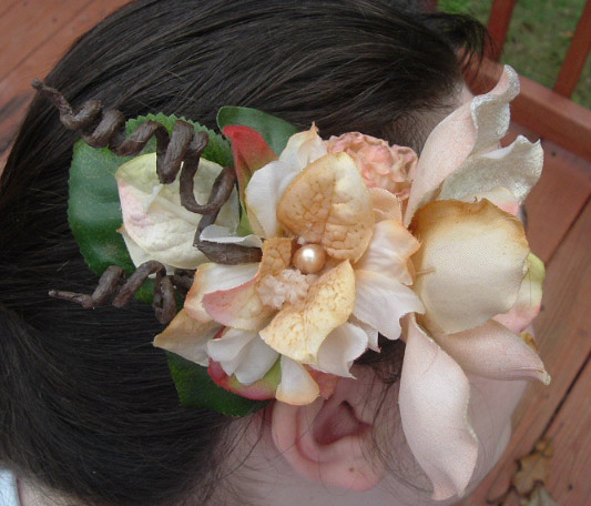 Unique bridal head pieces with both vintage flowers and high quality 